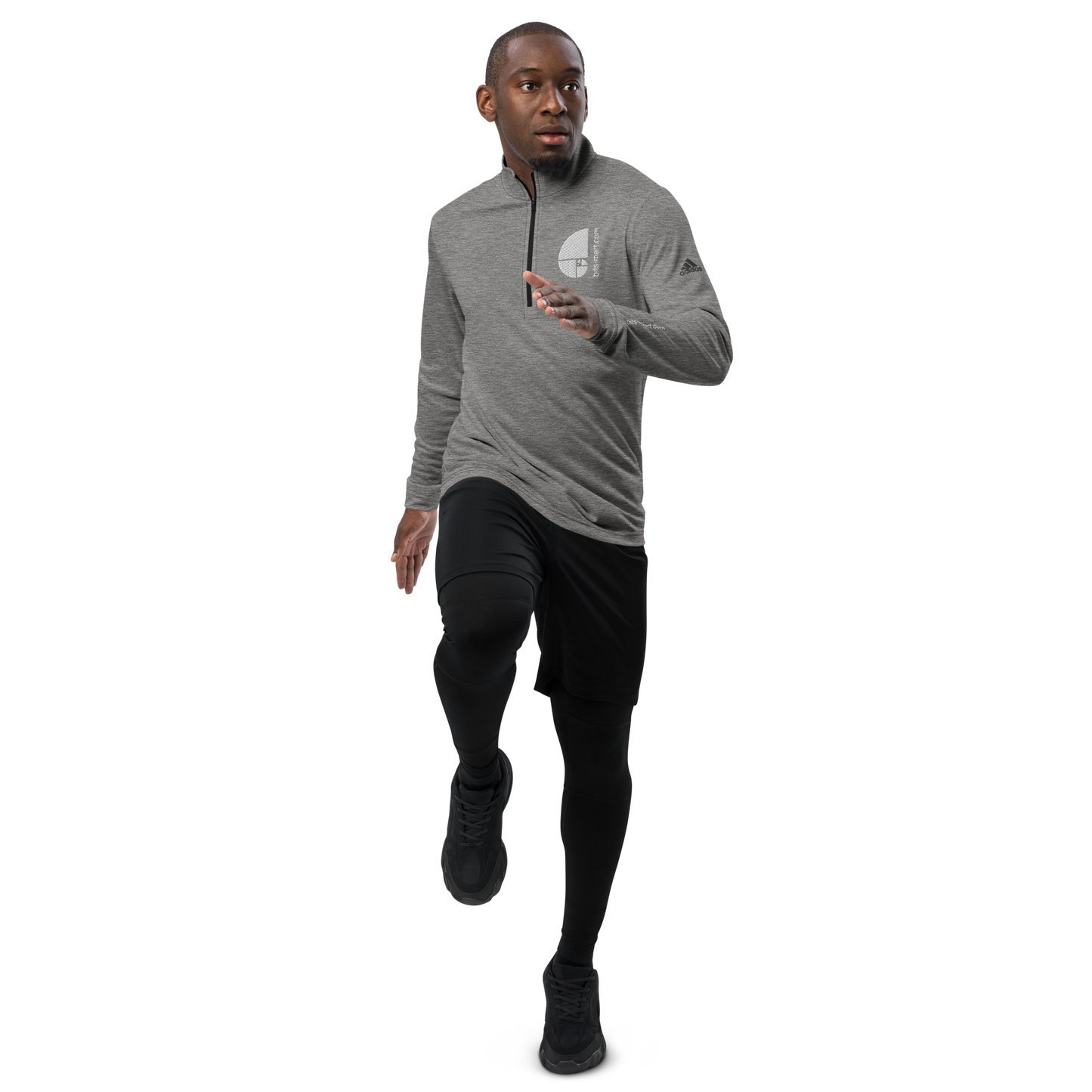 Adidas Quarter Zip Pullover Activewear — Grey White