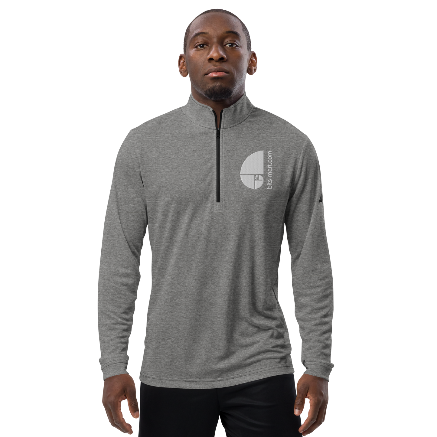 Adidas Quarter Zip Pullover Activewear — Grey White