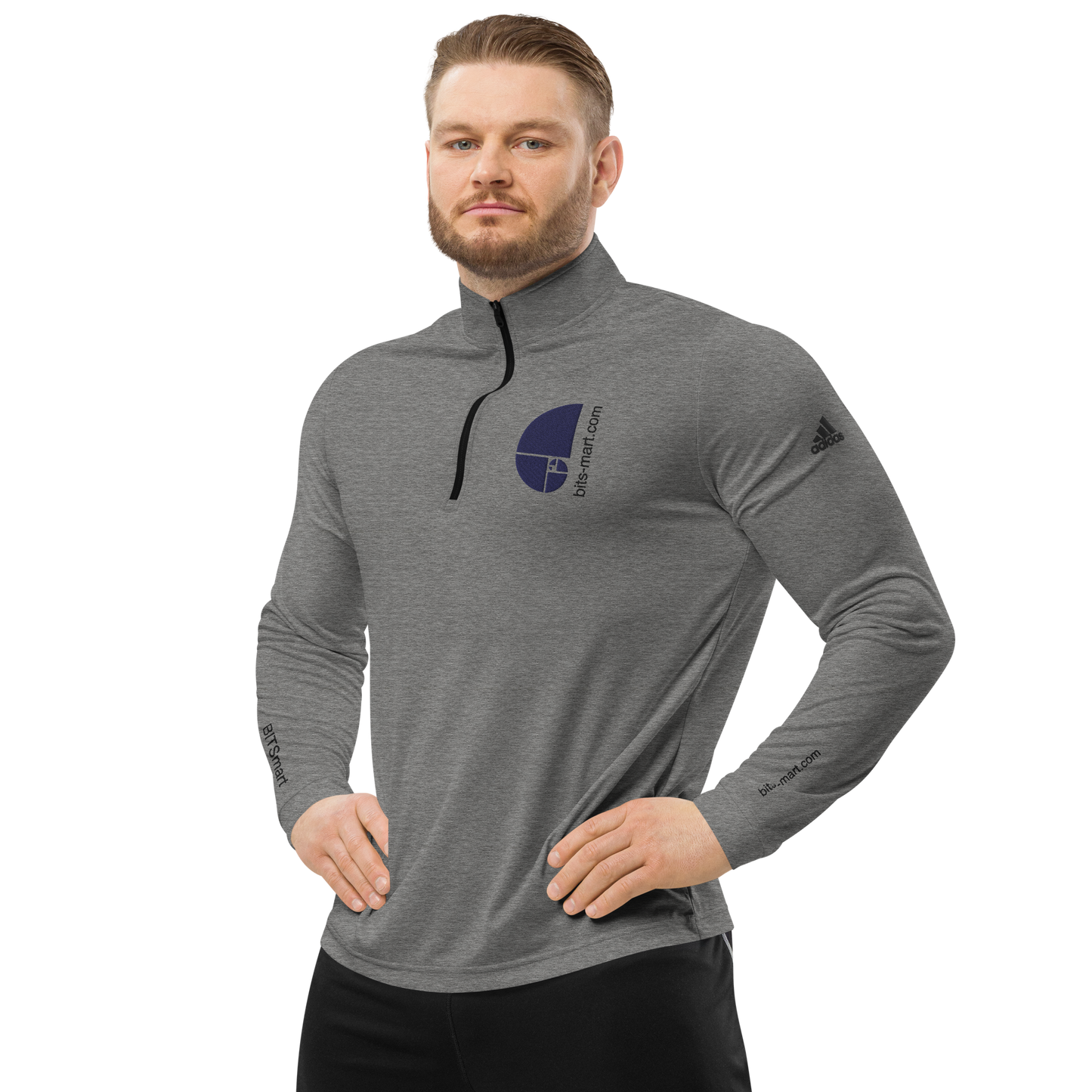 Adidas Quarter Zip Pullover Activewear — Grey