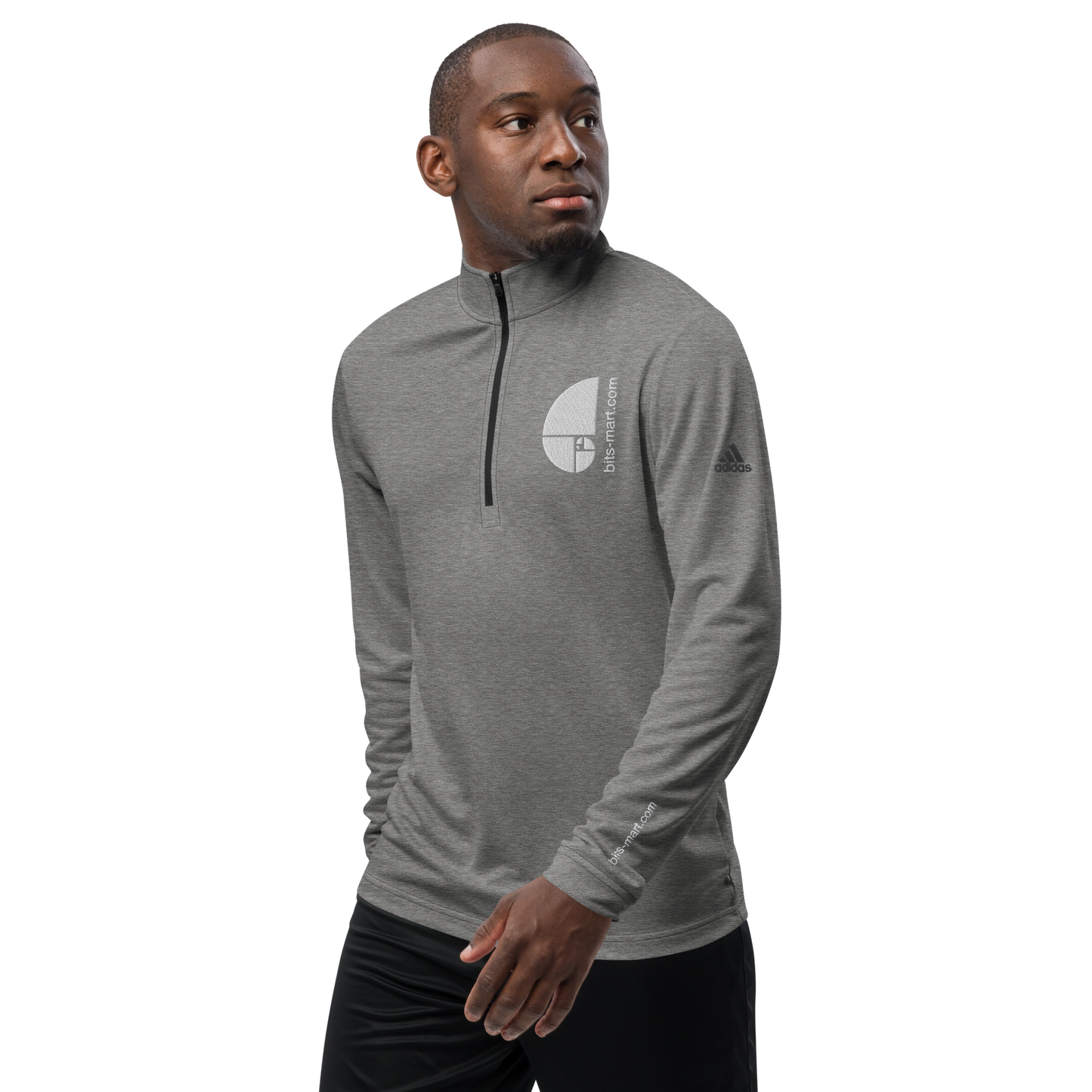 Adidas Quarter Zip Pullover Activewear — Grey White