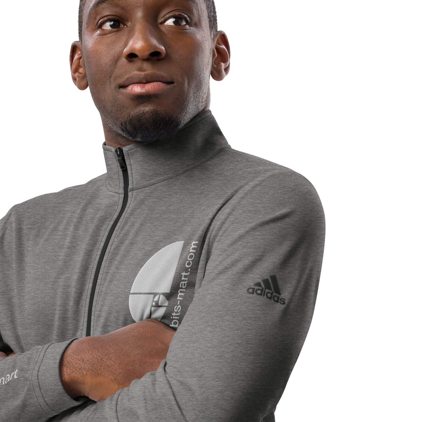 Adidas Quarter Zip Pullover Activewear — Grey White
