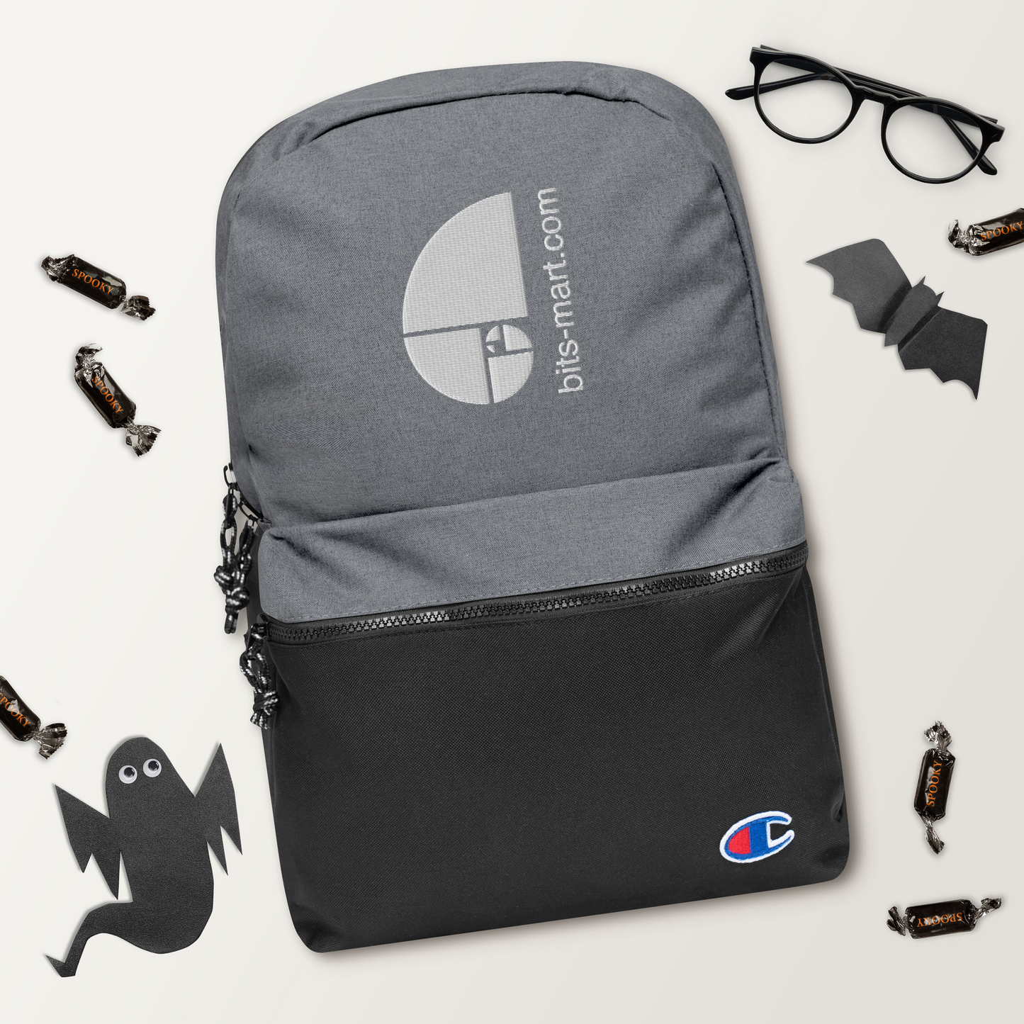 Embroidered Champion Backpack — Grey