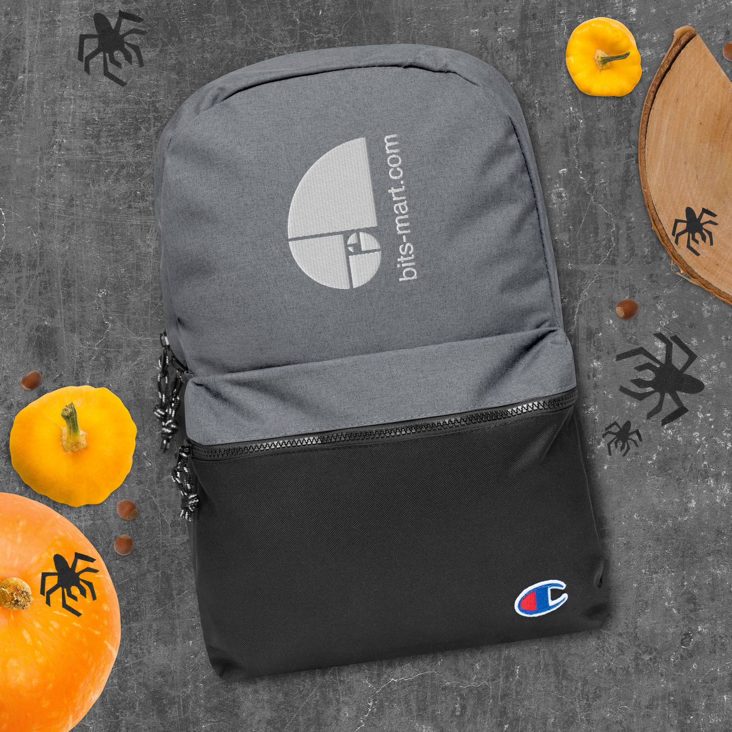 Embroidered Champion Backpack — Grey