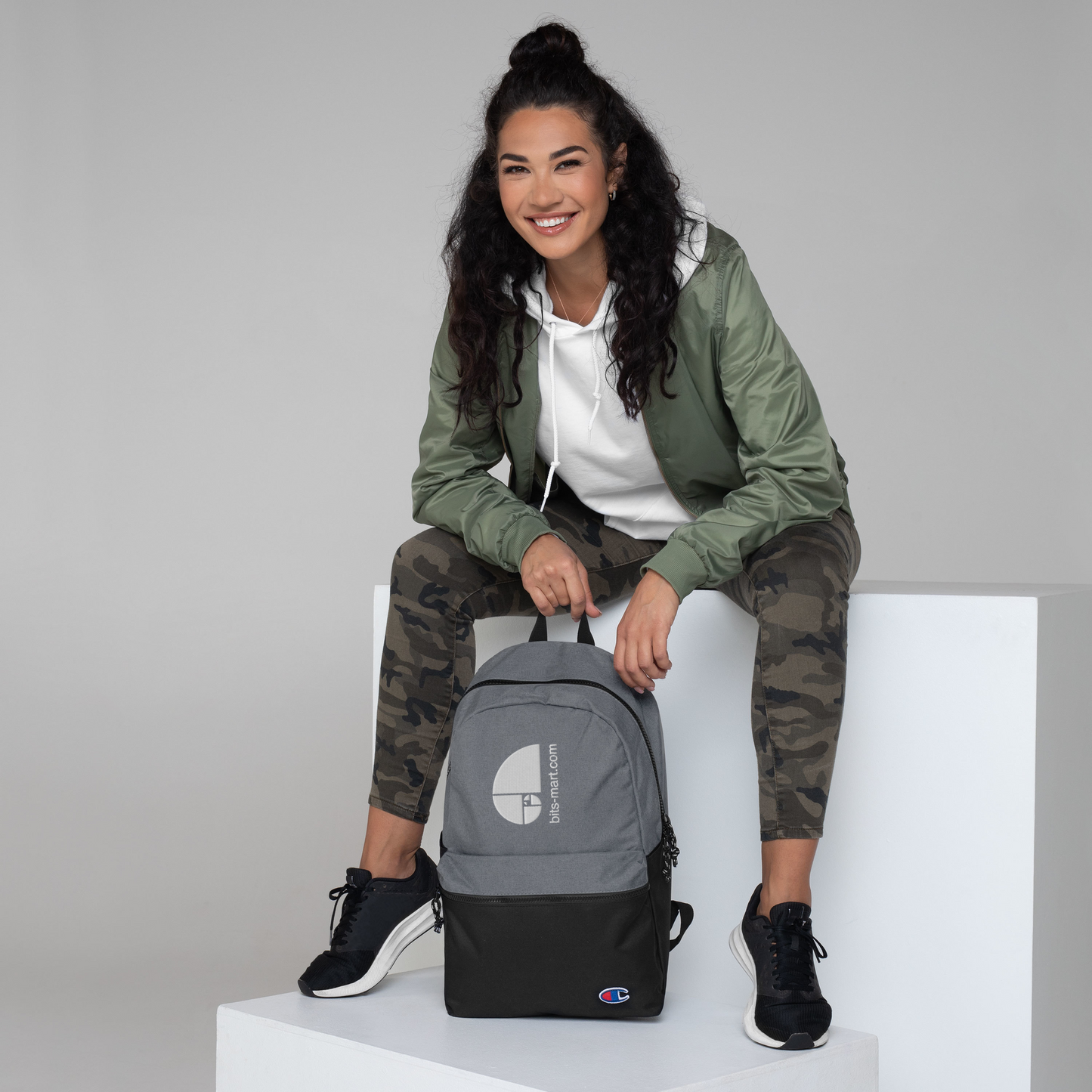 Embroidered Champion Backpack — Grey