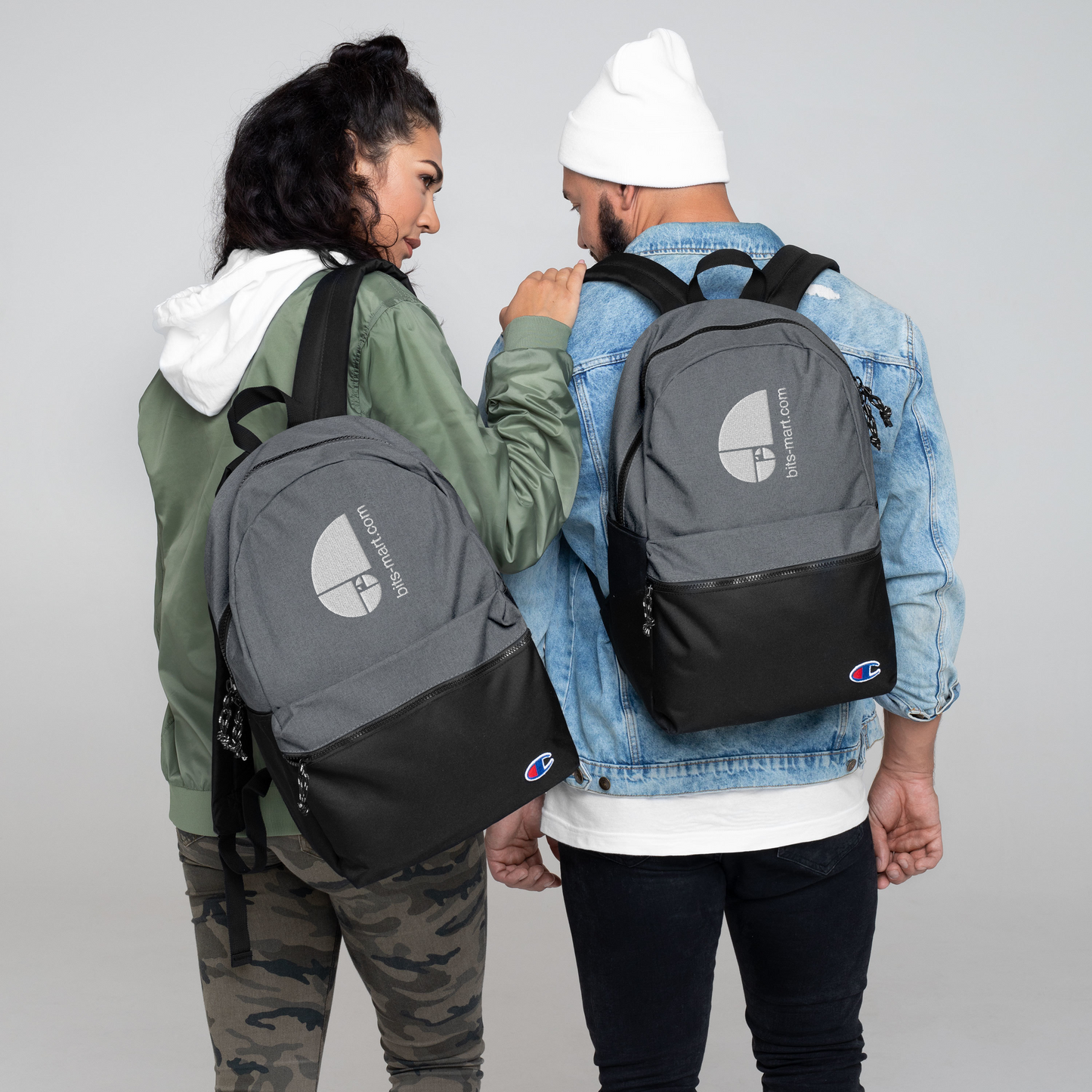 Embroidered Champion Backpack — Grey