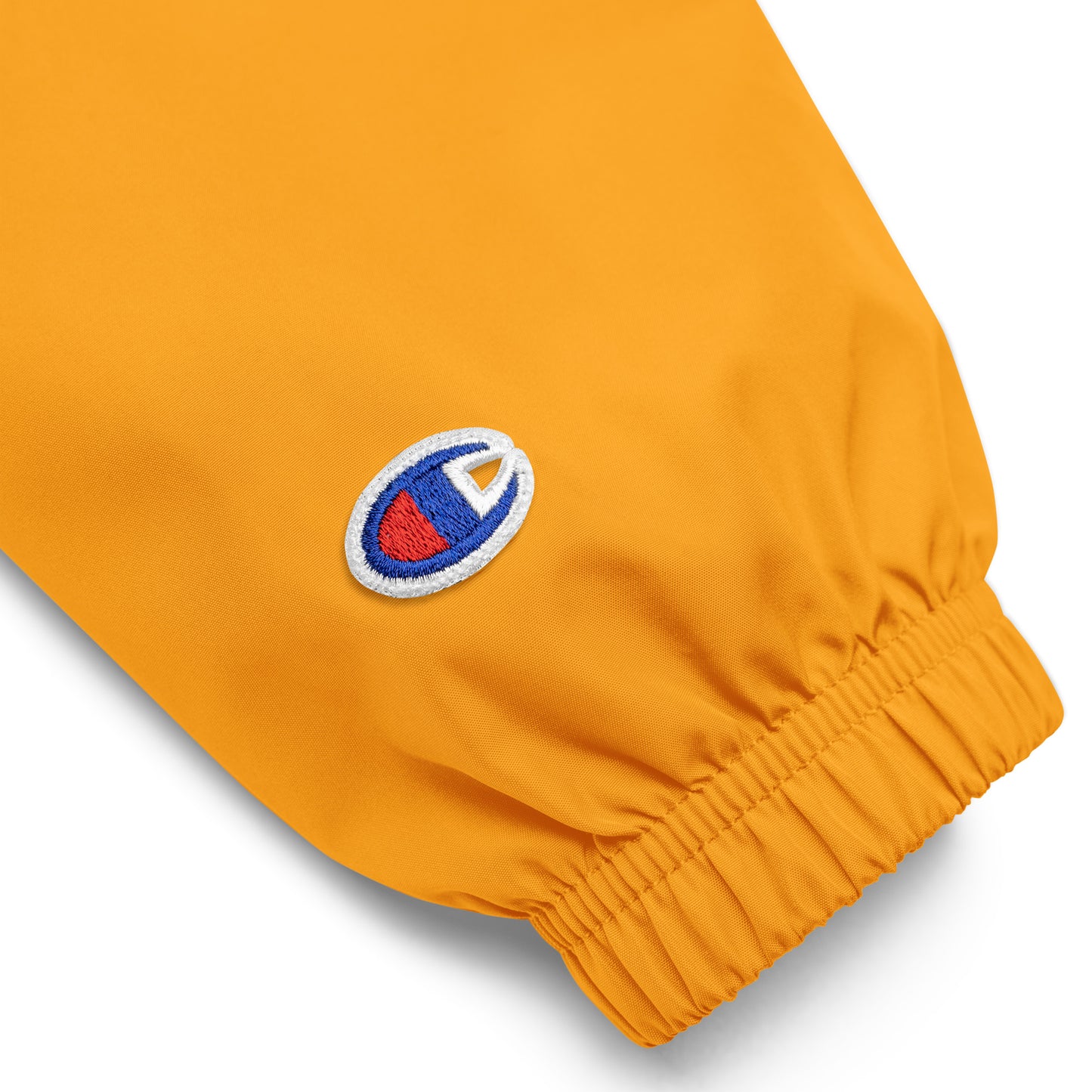 Embroidered Champion Packable Jacket — Orange