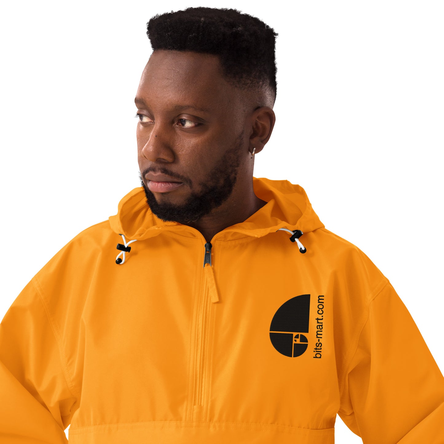 Embroidered Champion Packable Jacket — Orange