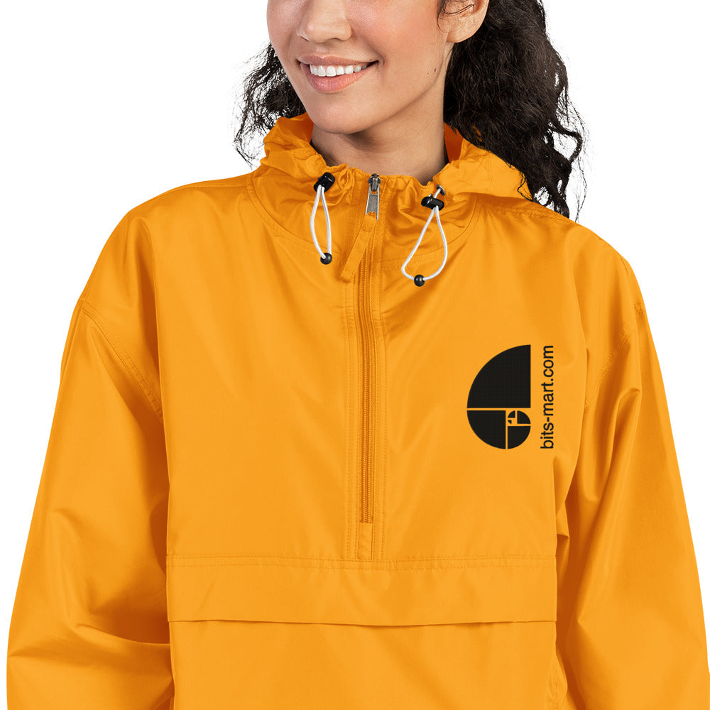 Embroidered Champion Packable Jacket — Orange