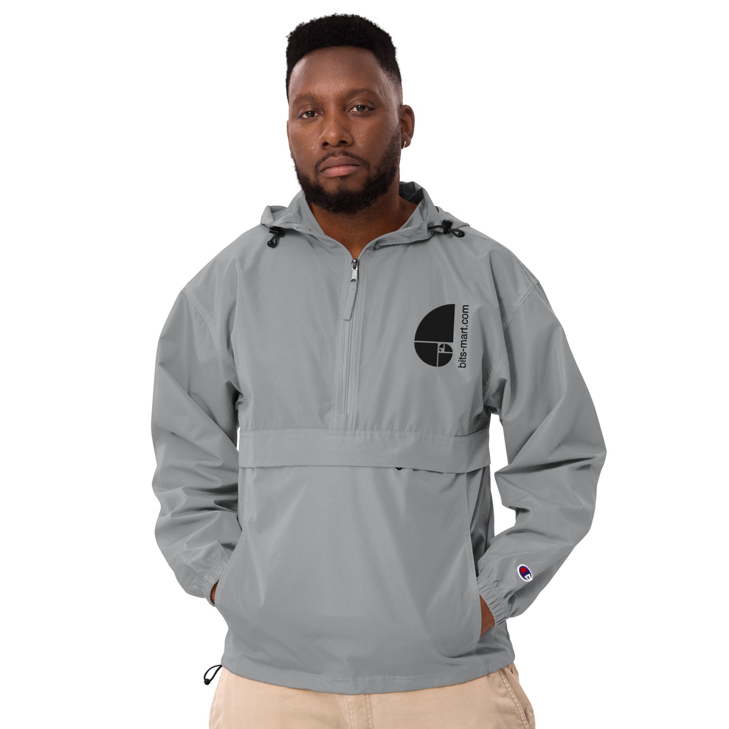 Embroidered Champion Packable Jacket — Graphite