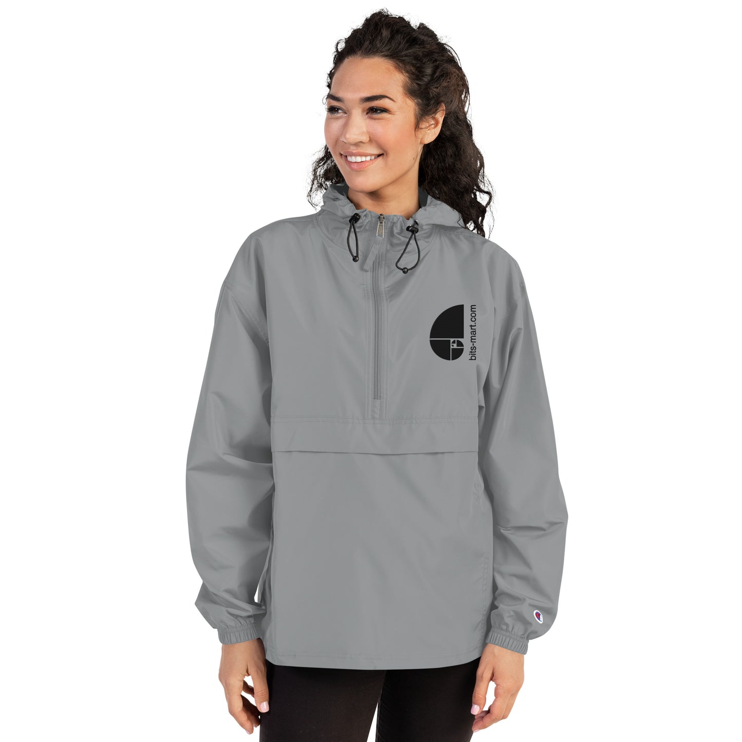 Embroidered Champion Packable Jacket — Graphite