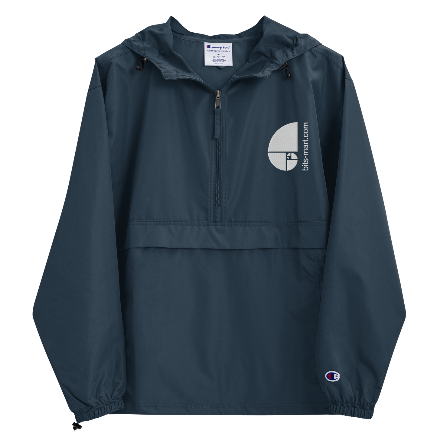 Embroidered Champion Packable Jacket — Navy