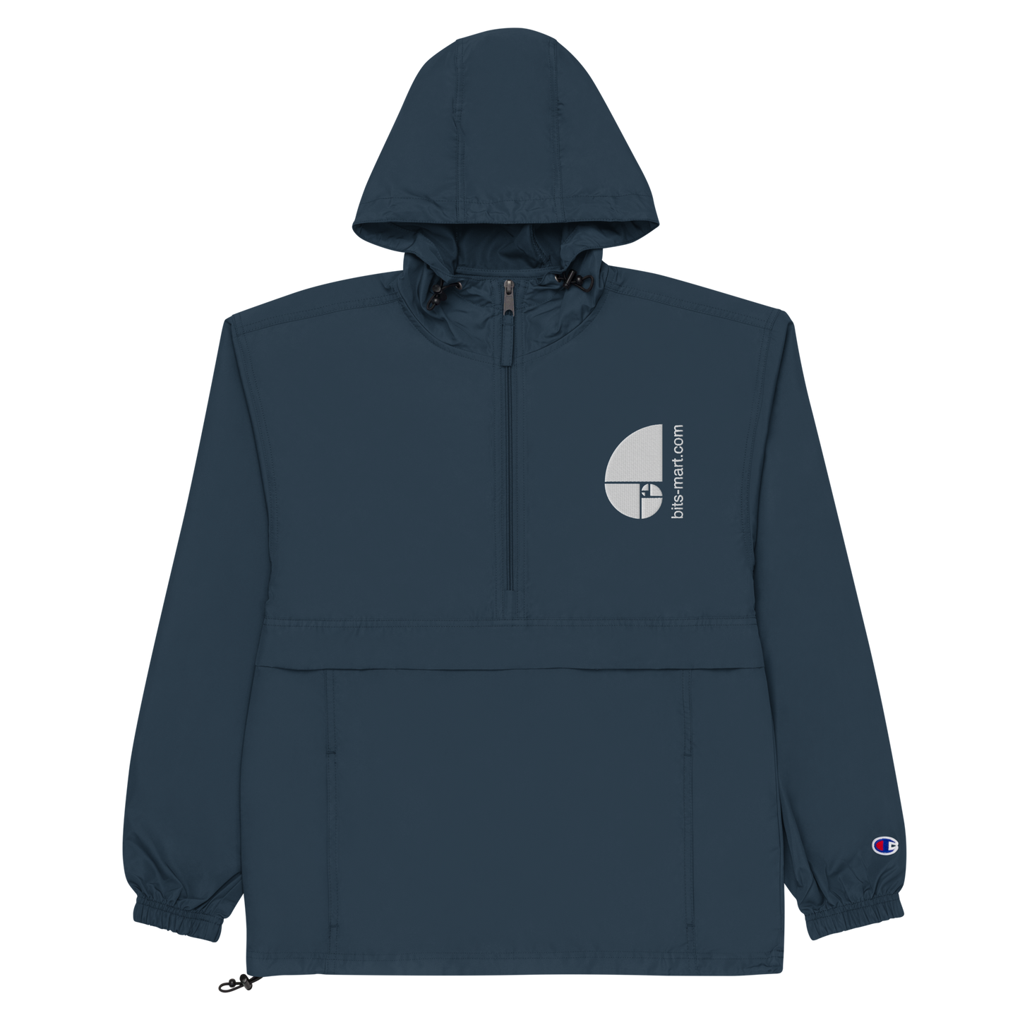 Embroidered Champion Packable Jacket — Navy
