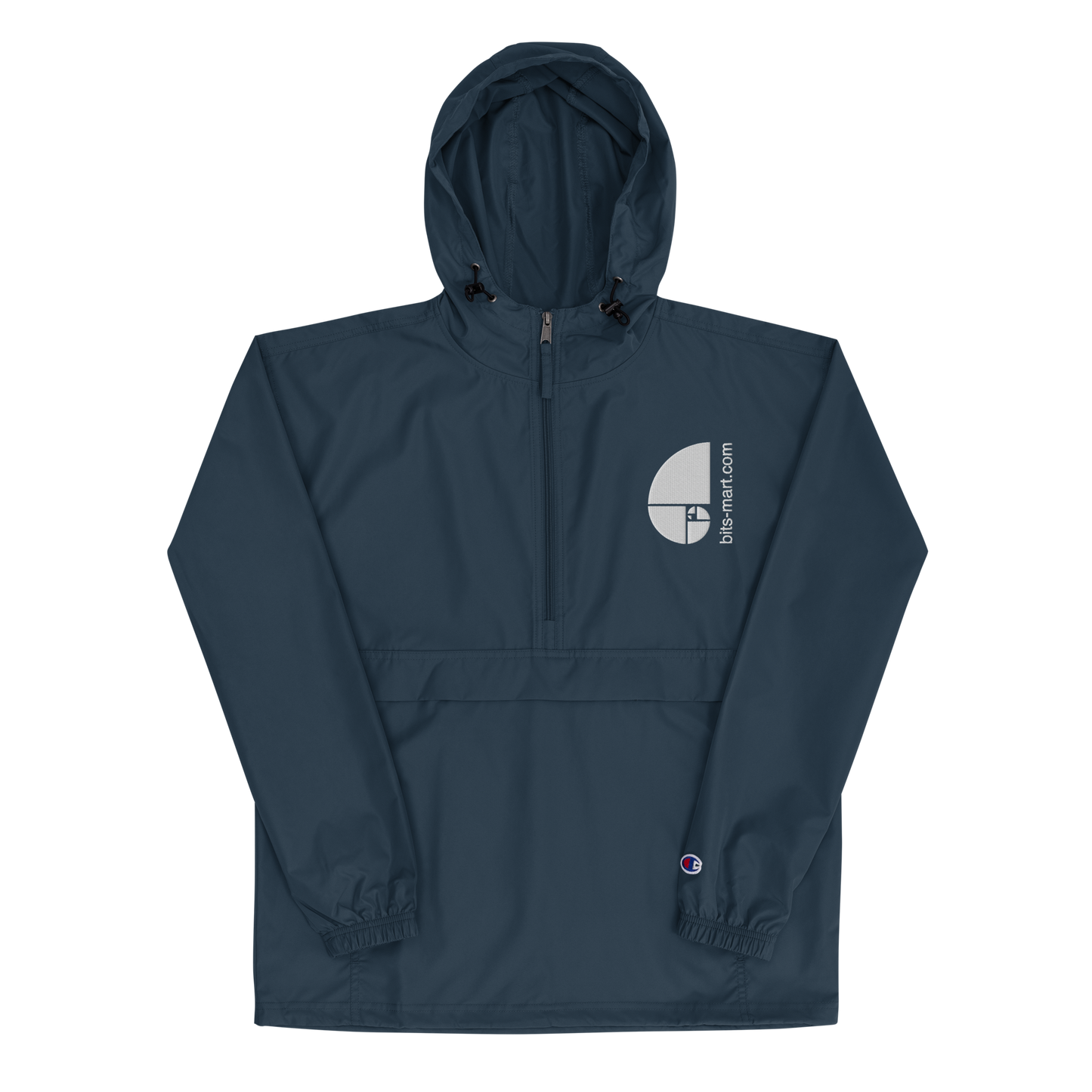 Embroidered Champion Packable Jacket — Navy