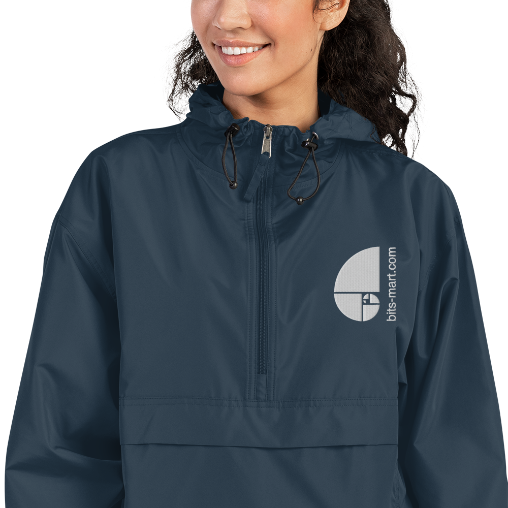 Embroidered Champion Packable Jacket — Navy