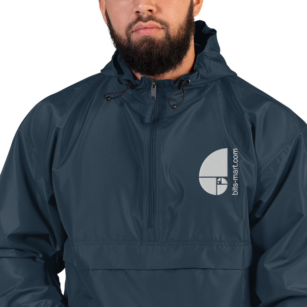 Embroidered Champion Packable Jacket — Navy