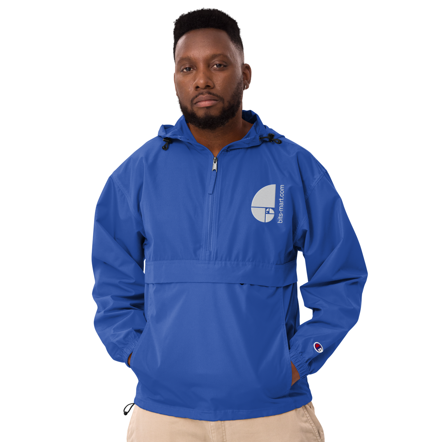 Embroidered Champion Packable Jacket — Royal Blue