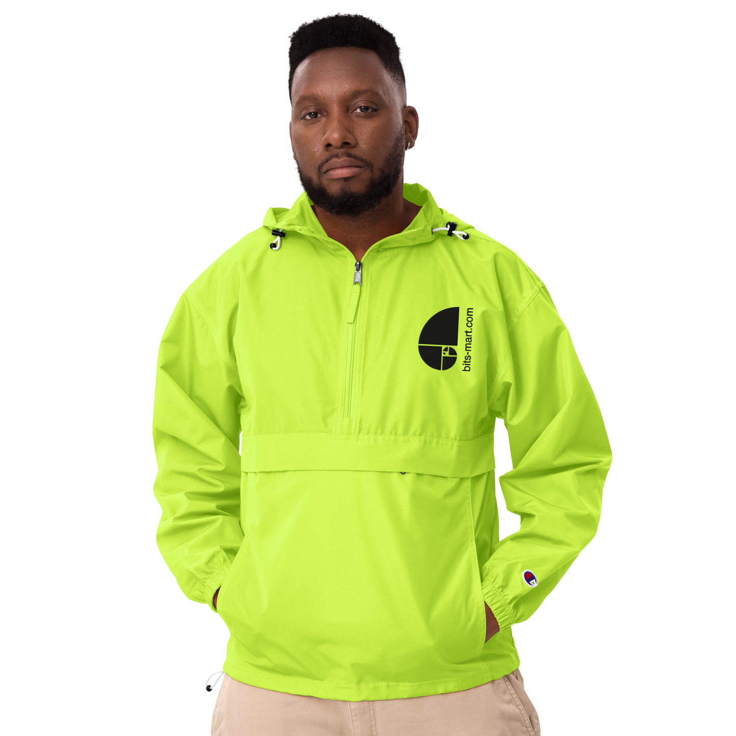 Embroidered Champion Packable Jacket — Light Green