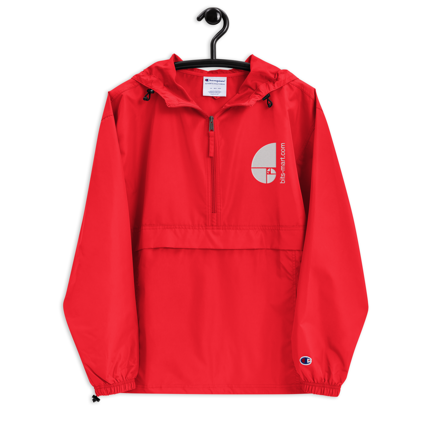 Embroidered Champion Packable Jacket — Red