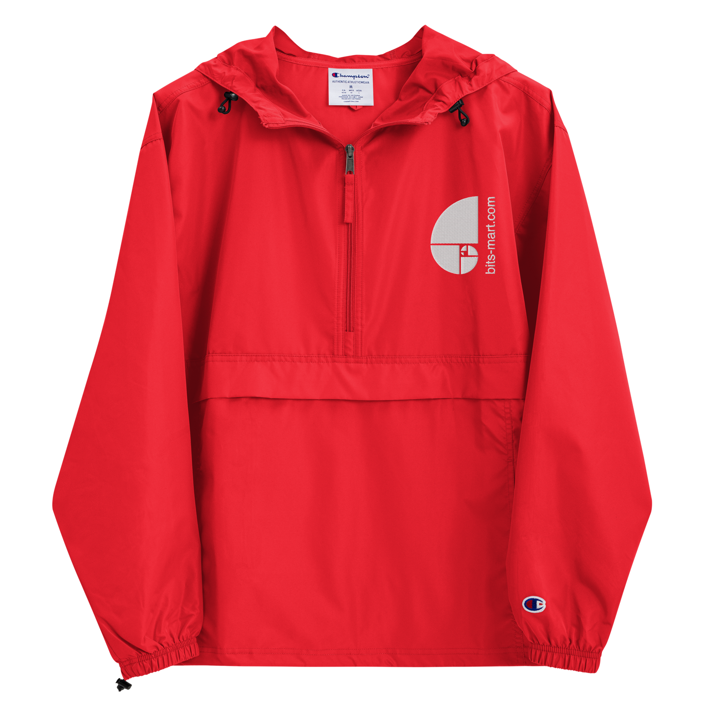 Embroidered Champion Packable Jacket — Red