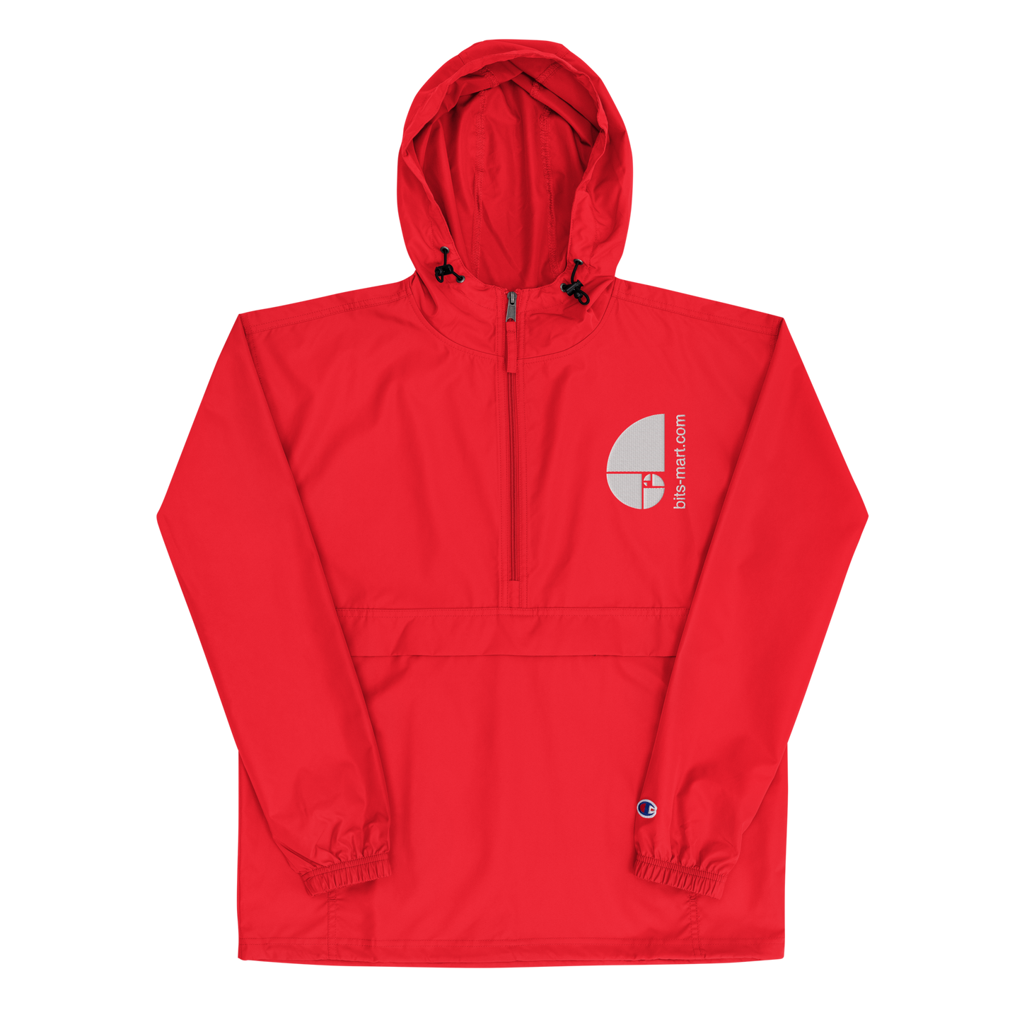 Embroidered Champion Packable Jacket — Red