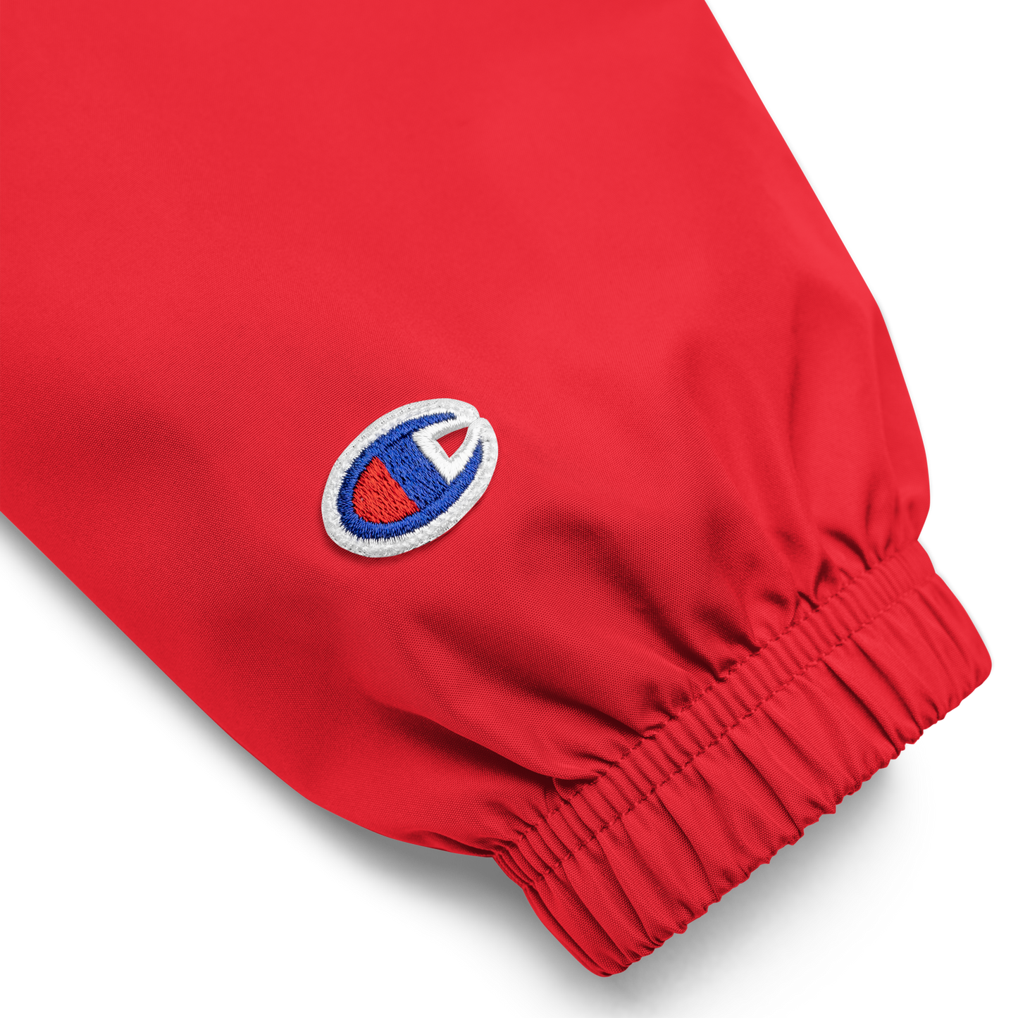 Embroidered Champion Packable Jacket — Red