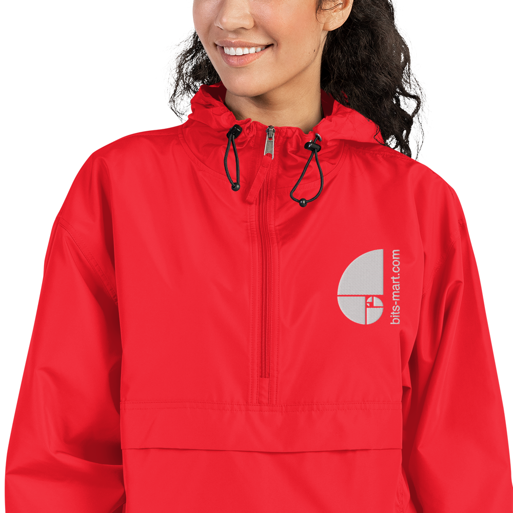 Embroidered Champion Packable Jacket — Red