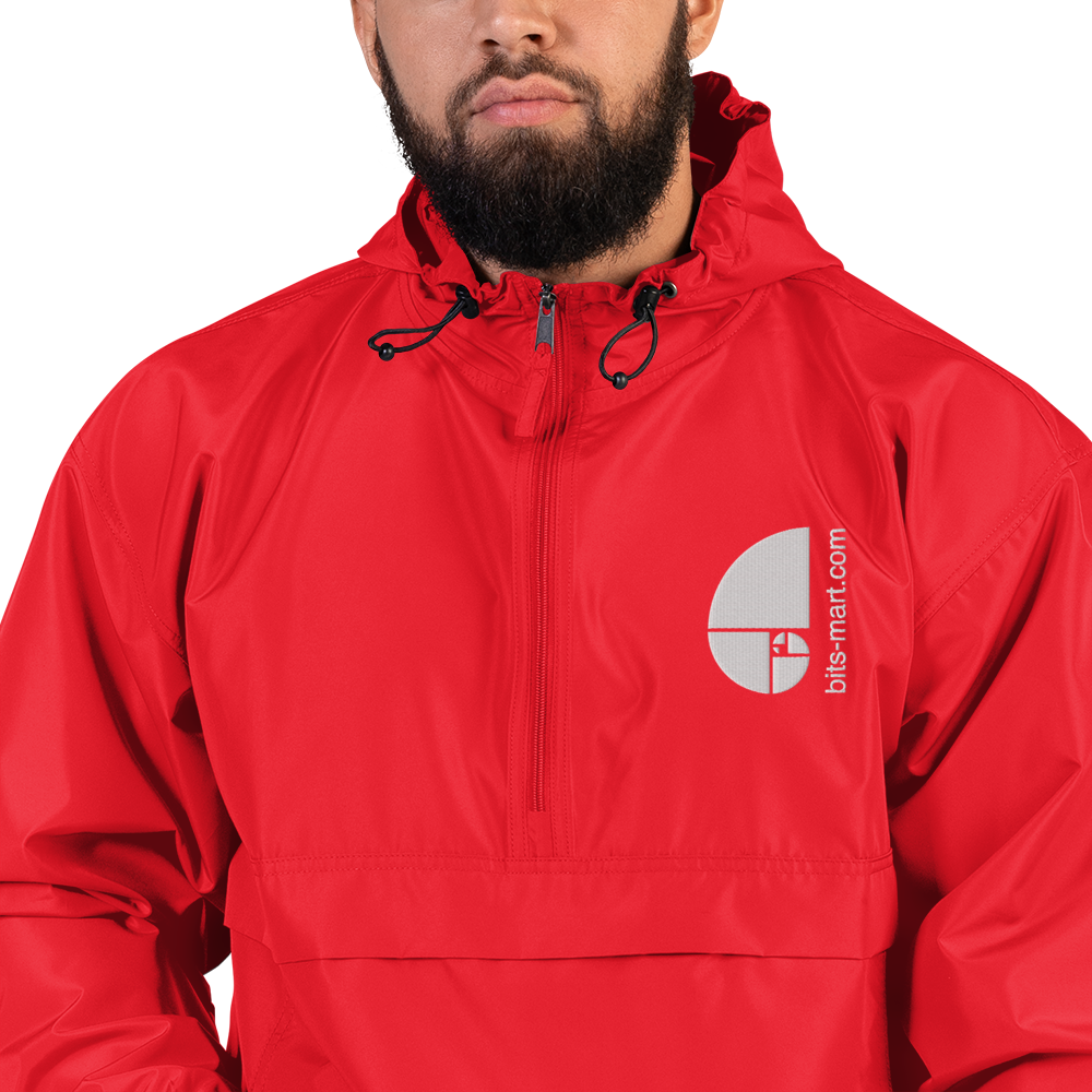 Embroidered Champion Packable Jacket — Red