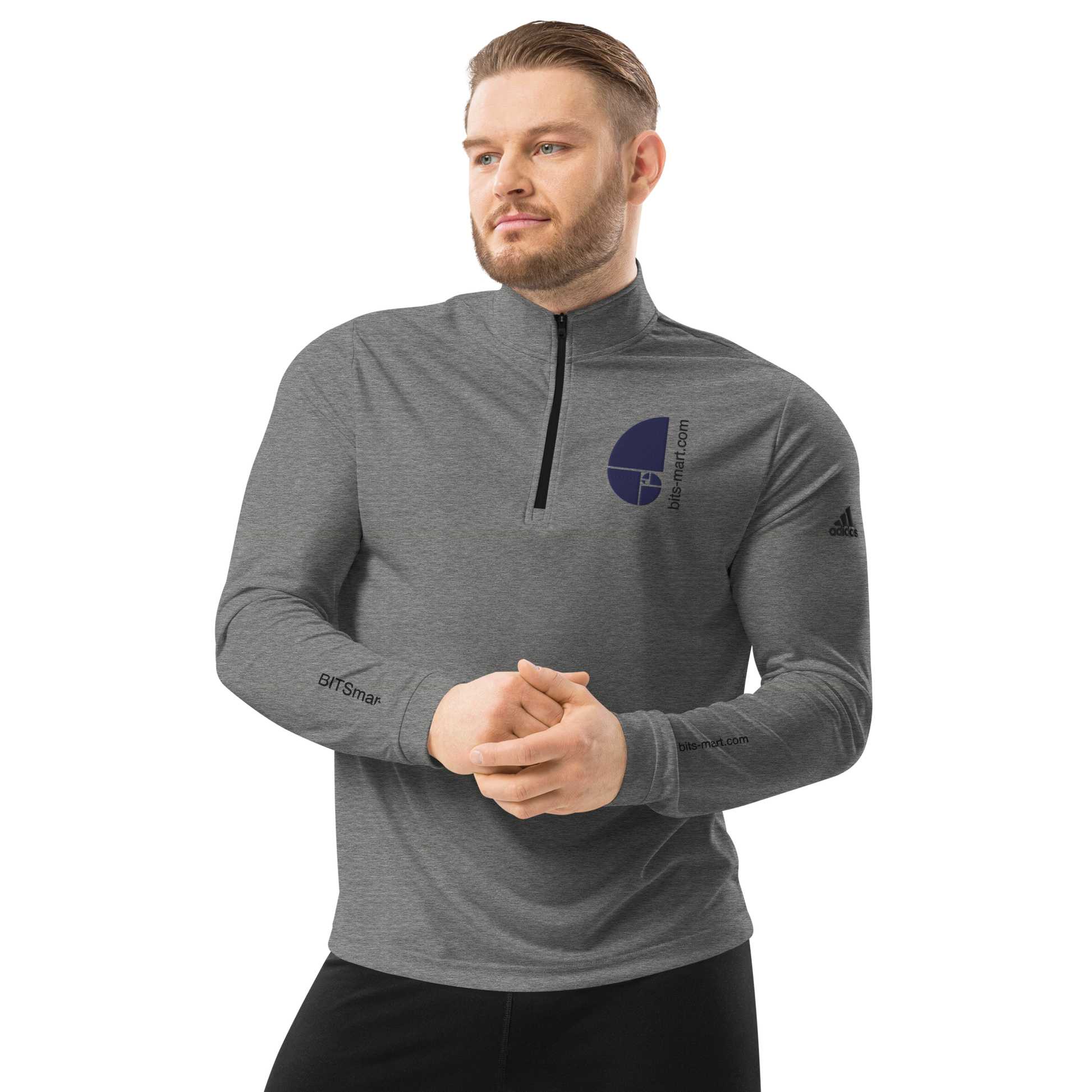 Adidas Quarter Zip Pullover Activewear — Grey