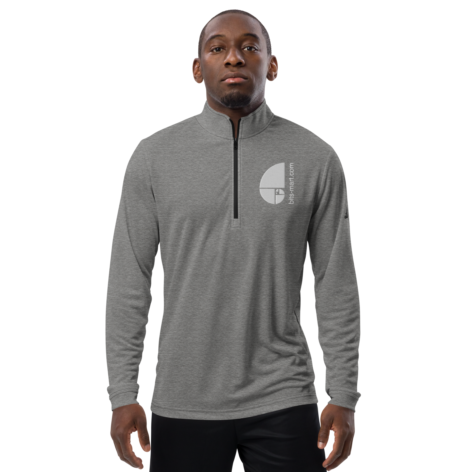 Adidas Quarter Zip Pullover Activewear — Grey White