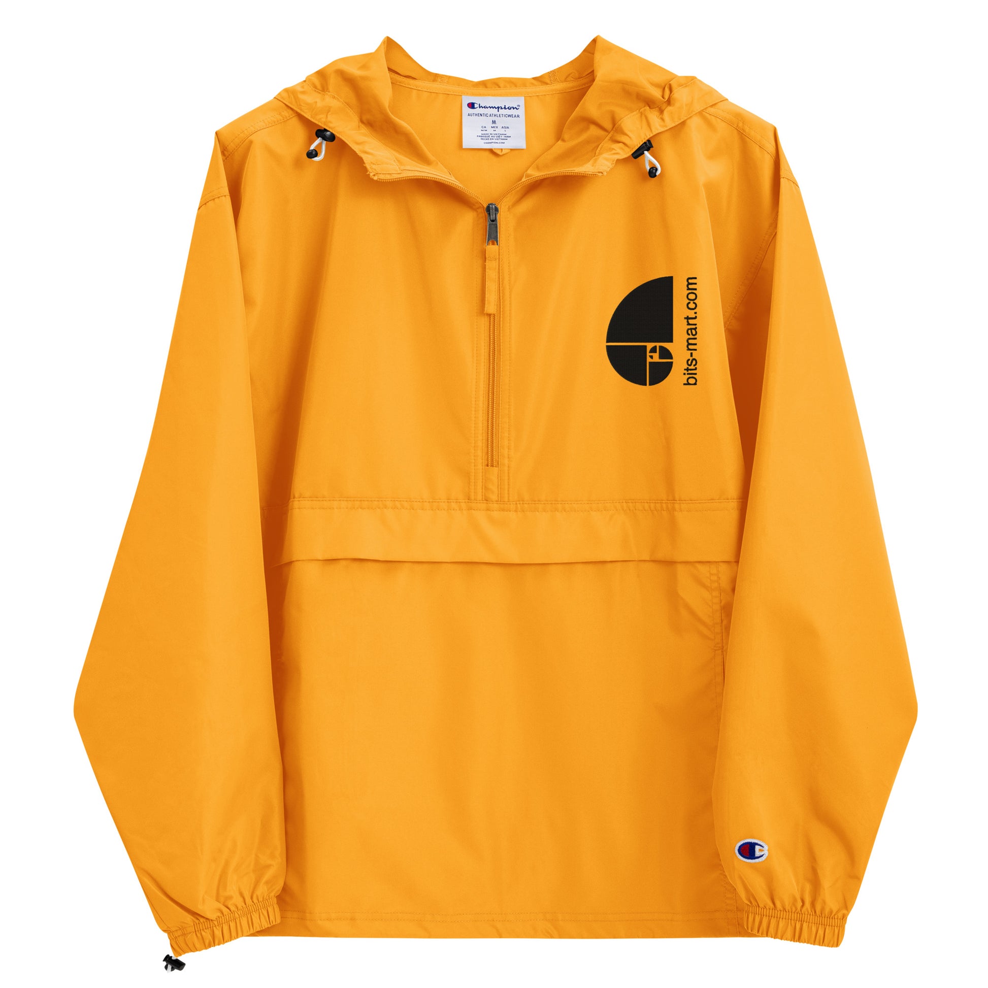 Embroidered Champion Packable Jacket — Orange