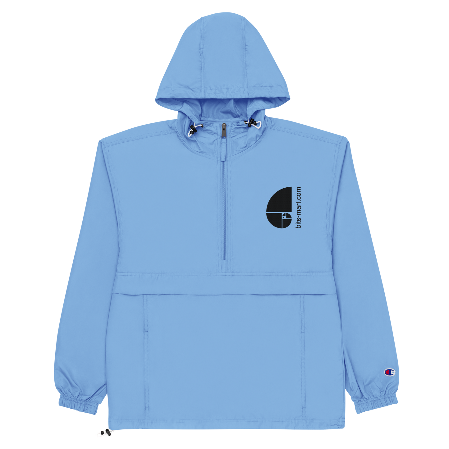 Embroidered Champion Packable Jacket — Light Blue