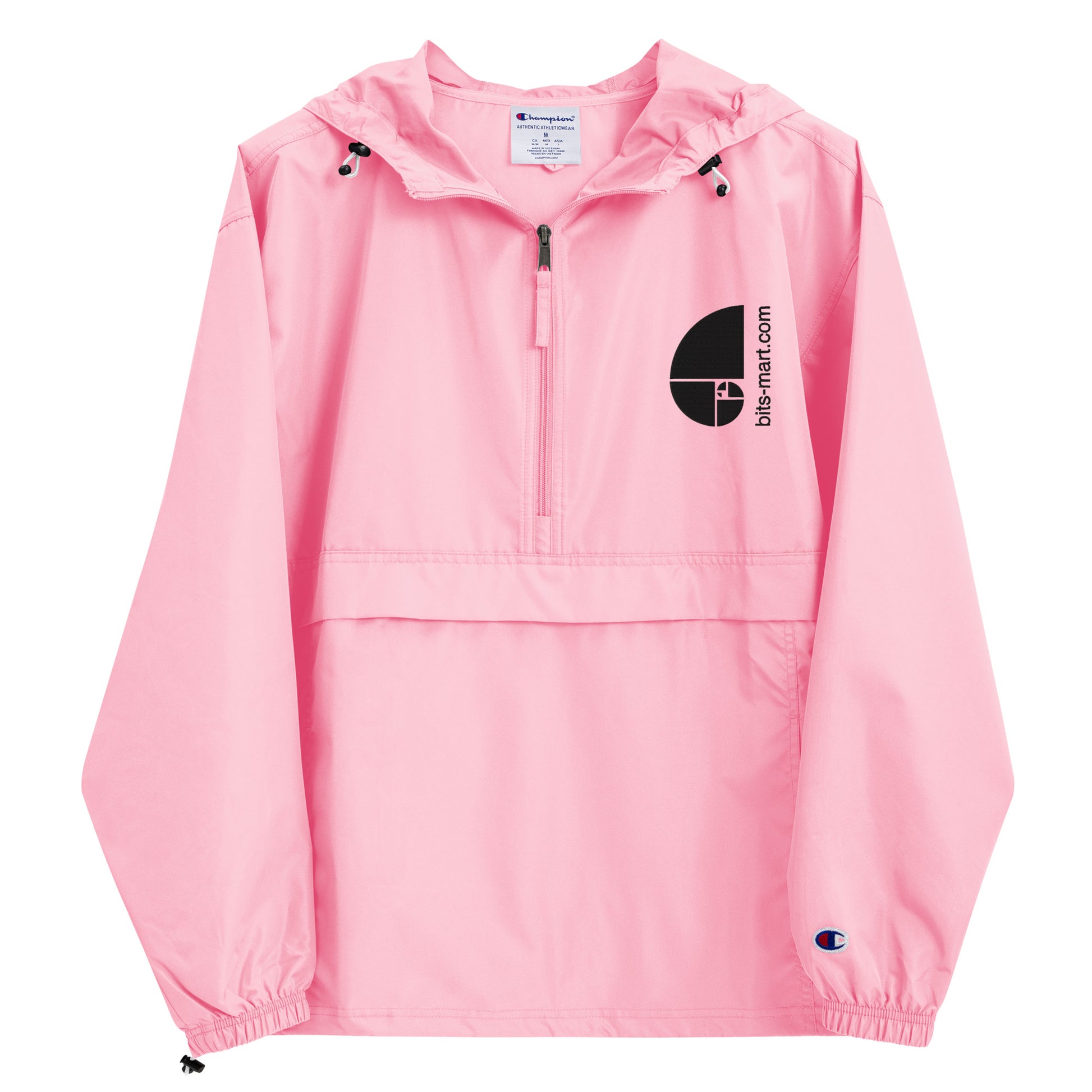 Embroidered Champion Packable Jacket — Pink