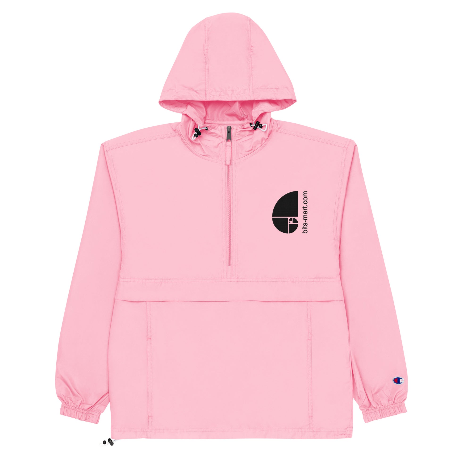 Embroidered Champion Packable Jacket — Pink