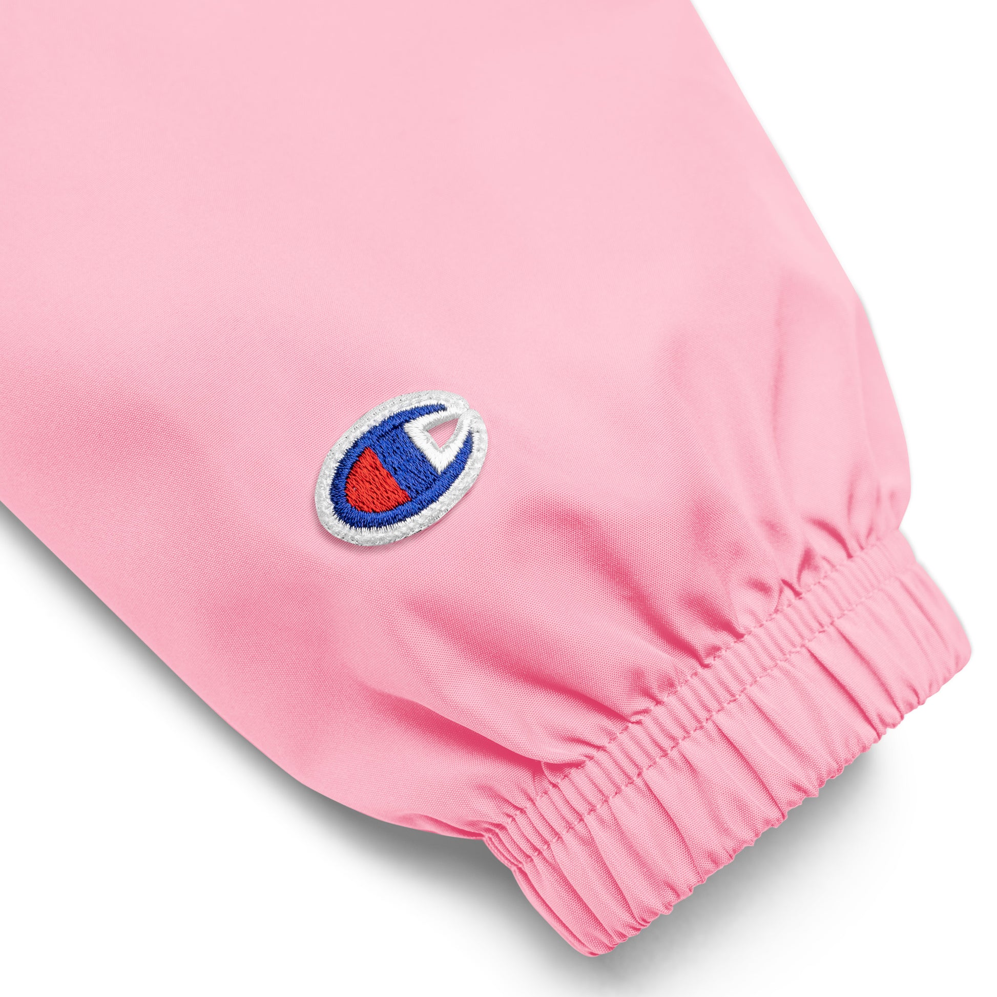 Embroidered Champion Packable Jacket — Pink
