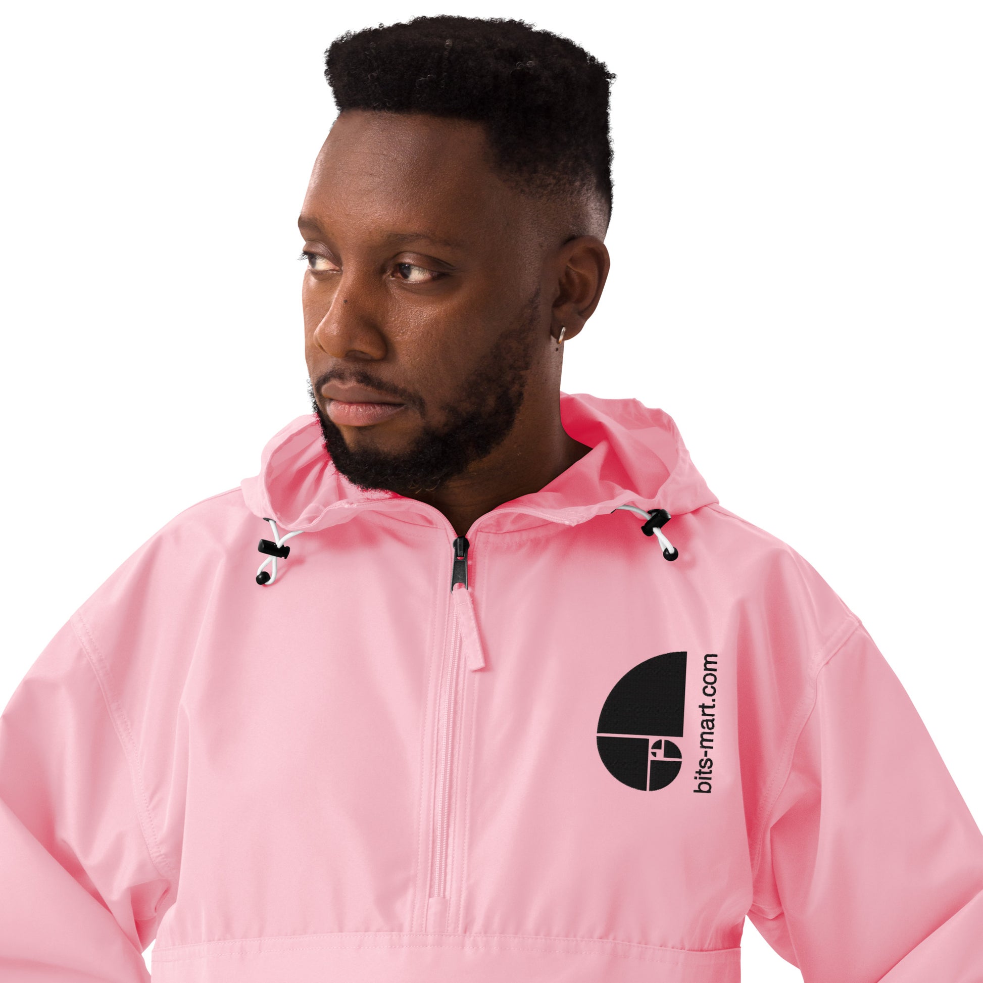 Embroidered Champion Packable Jacket — Pink