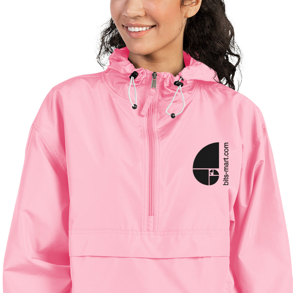 Embroidered Champion Packable Jacket — Pink