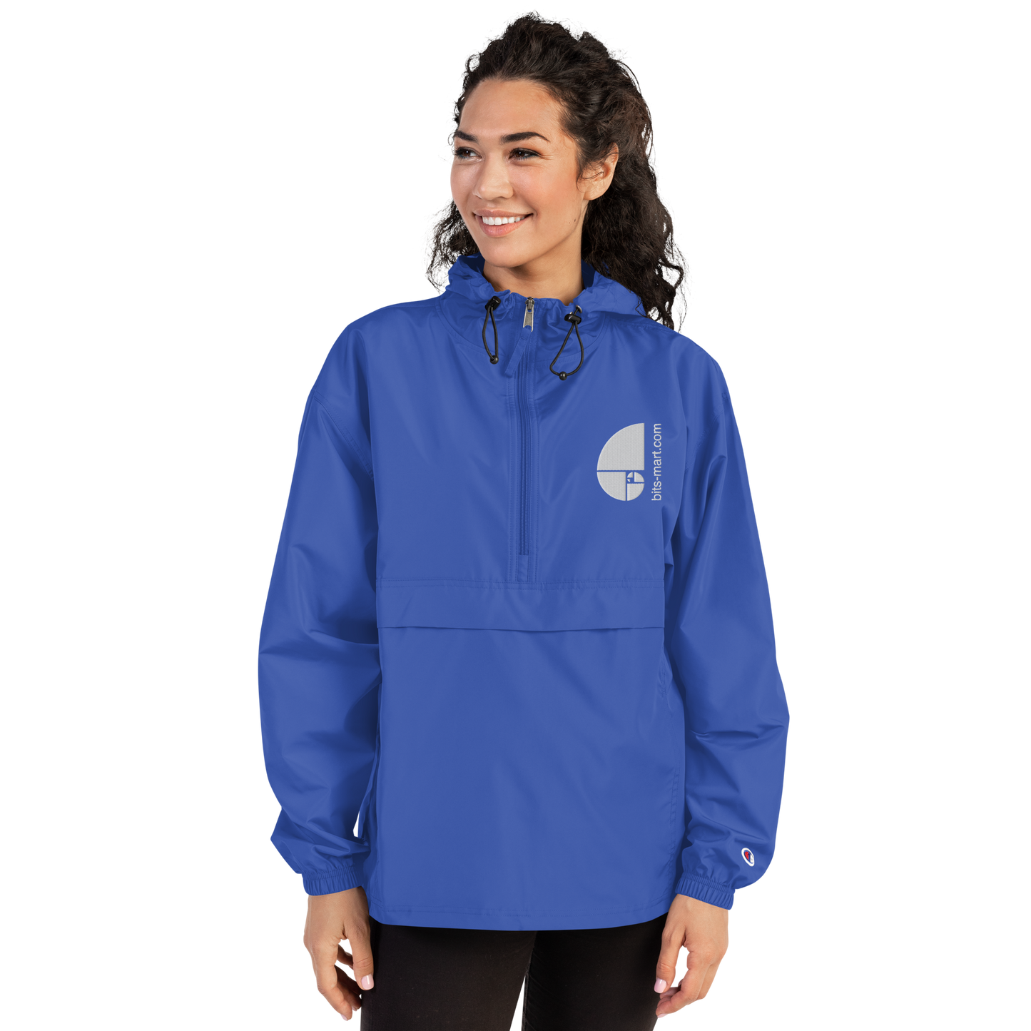 Embroidered Champion Packable Jacket — Royal Blue
