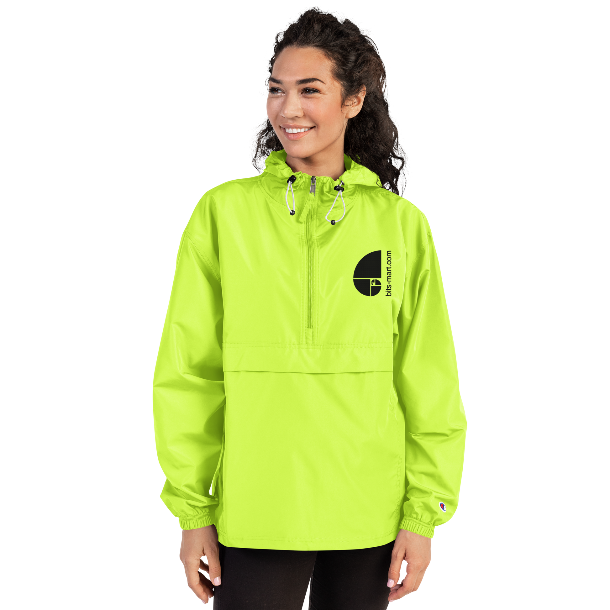 Embroidered Champion Packable Jacket — Light Green