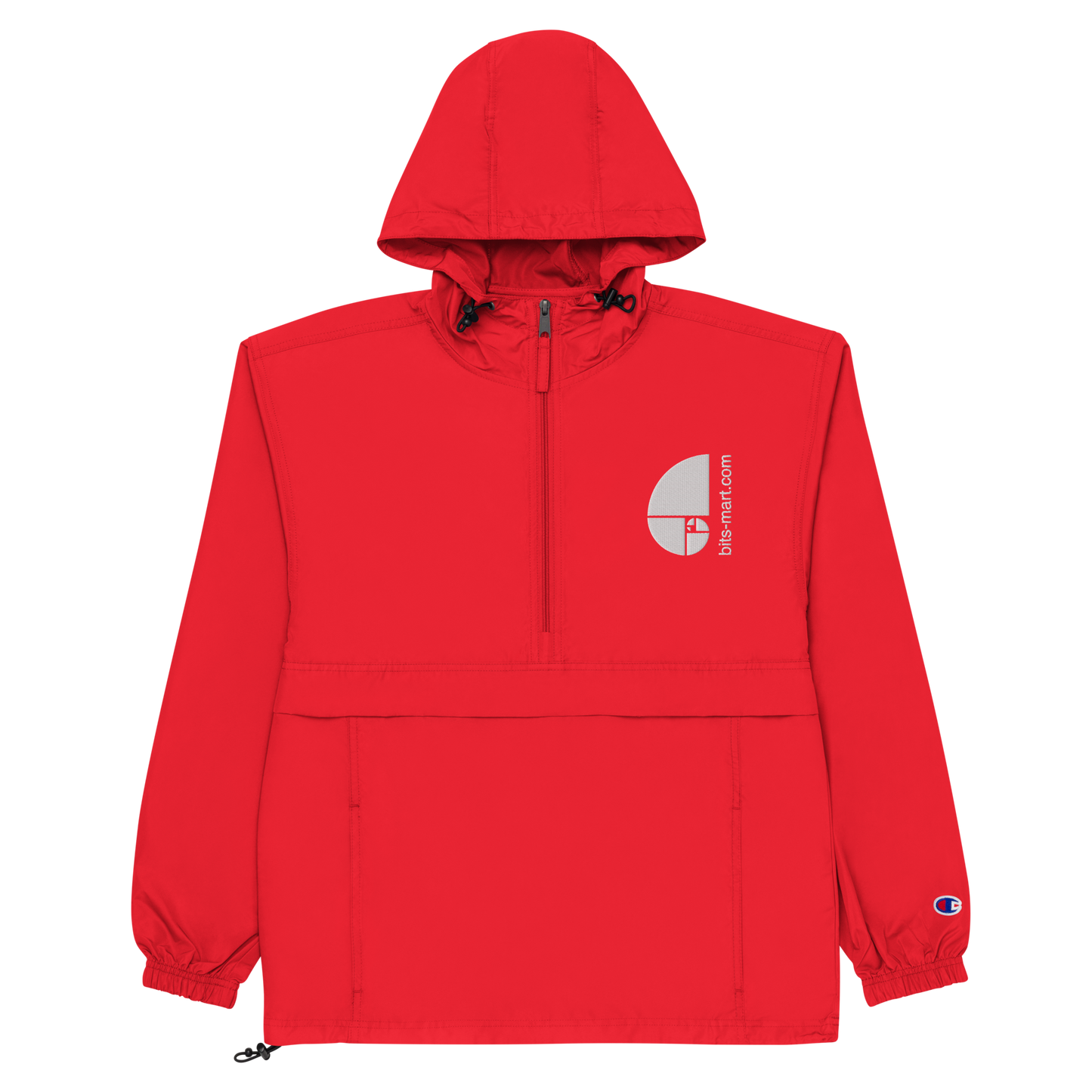 Embroidered Champion Packable Jacket — Red