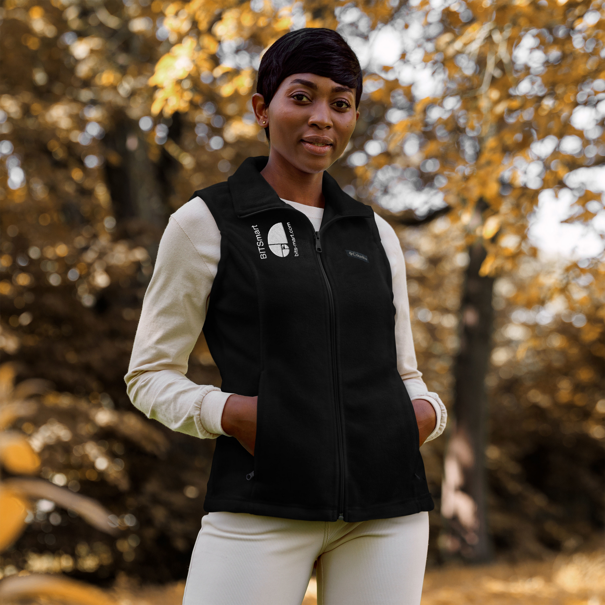 Women’s Columbia fleece vest — Black